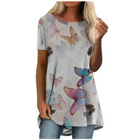 Solacol ženski vrhovi i bluze Ljetne žene modni kratki rukav tiskani dugačka majica bluza labavi vrhovi