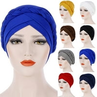 Turban Cap Solid Boja mlijeka svilena pletenica Twistwrewrap Beanie Headwrap za žene