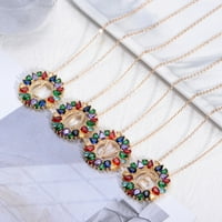 Žene Rainbow kubni cirkonijski slovo A-Z Okrugli privjesak lanac ogrlica nakit poklon za ženu