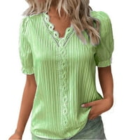 Vrhovi Dressy Women Ljeto čipka V izrez obična čipka Elegantna majica modna čvrsta boja elegantna bluza
