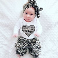 Treegren Toddler Baby Girl Boy s dugih rukava ruffle romper kombinezon na vrhu Leopard pant za glavu
