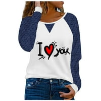 Bvanrty Women Top Pulover bluza Love Pismo Ispiši udobnu majicu u boji u boji plus veličina tunika TOP