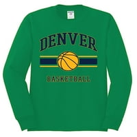 Divlji Bobby City of Denver Den Basketball Fantasy Fan Sports Muška majica s dugim rukavima, Kelly,
