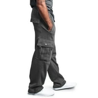 IOPQO Duksevi za muškarce Muški konop olabavljajući struk Solid Bool Pocket pantalone sa sportskim pantalonama