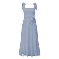 Saten Maxi haljina za žene žensko proljeće i ljeto u boji otvorene haljine francuski visoki osjećaj