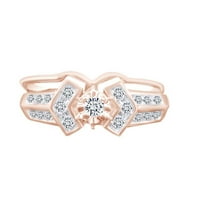 Carat okrugli rez bijeli prirodni dijamantni vjenčani prsten za svadbu u 14K čvrstih ruža zlata