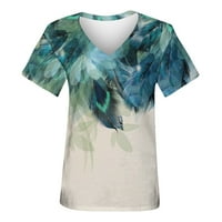 Ženski bluze s grafičkim grafičkim vratima V-izrez seksi ženske plus košulje kratki rukav ljetni vrhovi