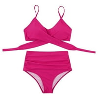 Zrbywb Žene Ljeto plaža Žene Soild Print Bikini set Push up kupaći kupaći kostimi za kupaće kostim