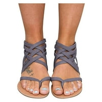 Gladiator sandale za žene sandale sa sandale za ribar sandale Thong Cross Strappy Sandales Niski klin