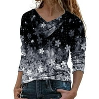 Ženska modna gornja bluza odštampana vez ovratnik dugih rukava dugih rukava pulover bluza plus plus