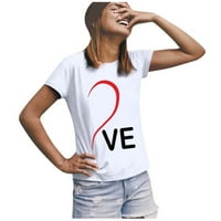 Dqueduo ženski vrhovi zaljubljenih slova za Valentinovo tiskani kratki rukav na vrhu bluza majica plus