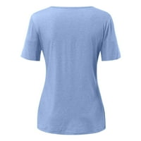 Ljetna bluza Žene Casual Solid Boja kratkih rukava Labava gornja majica Top Sky Blue 4XL