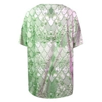 Amousa majice za žene Žene Ležerne prilike 3D ispis labavi V-izrez kratki majica s kratkim rukavima