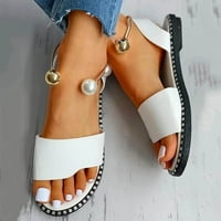 Aoochasliy ženske cipele Summer Cleance Sandale za žene ravne papuče Otvoreni prsti Pearl Comfy Beach