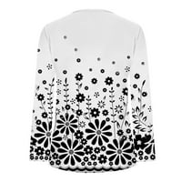 Sinimoko ženske košulje Henley dugih rukava V TUNIC TURS za žene Flora Print Folwy bluza za bluzu majica