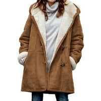 Žene zimske tople ležerne ruke obloge kaputa za kaput od kaputa Parka Overcoat Brown 3xl