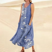 Ženske ljetne haljine Haljine za odmor na plaži Boho haljine cvjetne tiskane rukavice bez rukava na