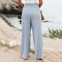 Inleife pune duljine hlače za žene odobrenje modne ženske ležerne hlače od pune boje ravne široke pantalone