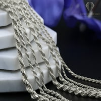 Italijansko srebrni čvrsti konop dijamantni rezni lanac, besplatna krpa od mikrovlakana, rodijumska