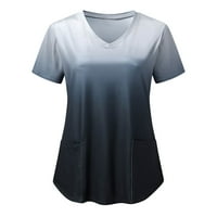 T majice za žene Trendy Dressing Ležerne prilike modne gradijent Ispis kratkih rukava Vruća za vrat
