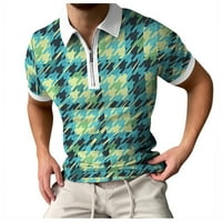 Advoicd majice za muškarce Top majica Lapel Houndstooth tisak i ljetne proljeće Muške kratke rukave