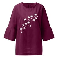 Majice u Inleife za žensko čišćenje Žene Ljeto Ispis Redovne majice Okrugli vrat Kratki rukavi Pamučni