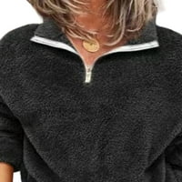 Žene dugih rukava fluffy flannel vrhovi pulover dukserica