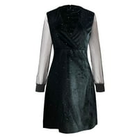 CatAlem Formalno Wert Women večeri V-izrez Party haljina Haljina Moda Glitter duga mreža Sheer rukave