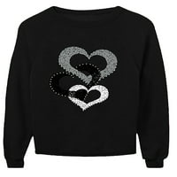 Avamo ženske modne casual vrhove Bluze Love Heart Print Dugi rukavi okrugli vrat Pulover majica Labavi