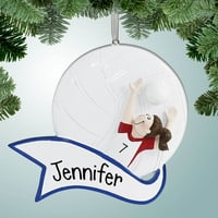 Personalizirana odbojkaška djevojka sa banner - smeđi božićni ukras - Bump Set Spike - server - Poklon ideje za odbojkaški tim - odlične ideje za poklone