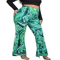Paille žene visokog struka donje dno pant plus veličina pant široke noge za noge Stretch struk dugačak pantalonar jezero zelena xl