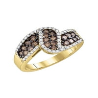Jewels 10kt Žuto zlato Žene okrugli smeđi dijamantni prsten 1. CTTW