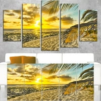 Art White Karipska plaža s palmima - pejzaž umjetnička platna ispis u. Široko u. Visoki - dijamantni