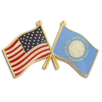 Pinmart's South Dakota i SAD prekrižene zastave za zastavu prijateljstva Enamel rever pin