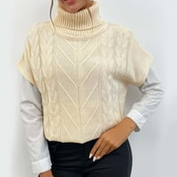 Dukseri za žensko čišćenje prodaja jeftina kratka modna solidna boja turtleneck džemper kratkih rukava