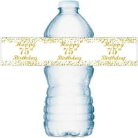 75. naljepnice za boce za vodu za rođendan; Set vodootpornih važa za boce za vodu; zlato i bijelo. Sretne