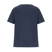 Žene casual majice kratkih rukava cvjetni print Lan Plus veličine vrhova Crew izrez labavo trendi dressy ljetna bluza Tee