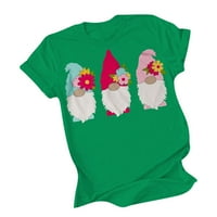 Ženske bluze i vrhovi Dressy Ležerne prilike za ispis kratkih rukava Crew Crt izrez labavi majica Spring Green S