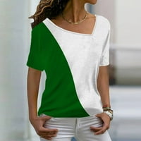Ženska modna ležerna temperamenta V-izrez Labavi geometrijski tisak kratkih rukava majica u neformalnim