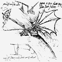 Leonardo: Ornitopter. Crtež kričnog ispitivanja krila Nleonardo Da Vinci za krilo za ornitopter, 1486-1490.