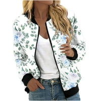 BDFZL Ženski kaput za uklanjanje ženskog stila stila stilskih stand-up kolektora džepa sa cvjetnim printom