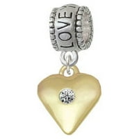 Veliki čist kristalni rođendan kristalno zlatni tonski srce - volite te više šarm perle
