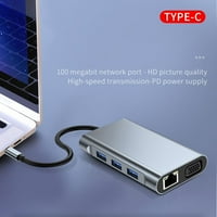 Multiport adapter USB 3. SD Reader PD punjenje RJ Ethernet 4K HDMI USB tip-c priključna stanica 7-in-1