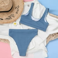 Set za žene se bikini čipka up bez ledene dve plaže WOT Stripe printova kupaći kostimi Tankinis set