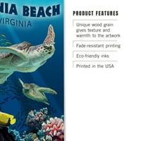 Plaža Virginia, Virdžinija, Morska kornjača Plivanje Birch Wood Zidni znak