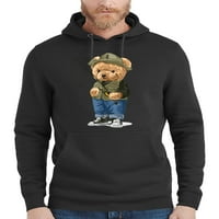 Muški medvjed ribolov F Crnog pulover Hoodie 3x-Large