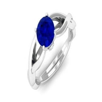 CT je stvorio plavi safir croskrirov zaručnički prsten s dijamantskom, srebrnom srebrnom, SAD 8,00