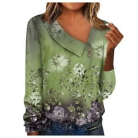 Ženski bluzes Dressy Casual dugih rukava za žene dolje padajuće ležerne vrhove cvjetni pulover bluze