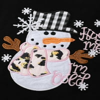 Gwiyeopda Baby Girginje Božićni kombinezon set dugih rukava snjegović Santa Claus Patchwork Frield Joper s bowknot trakom za glavom
