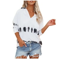Ženske majice s kratkim rukavima V-izrez Gradijent boja Print Tops Relaxed-Fit pulover bluza Pokloni